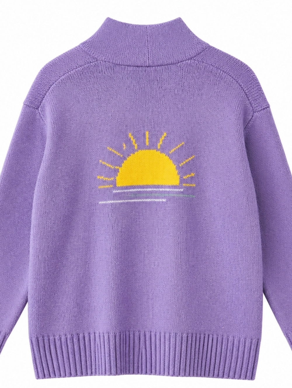 Candace Cameron Bure Purple Sun Jacquard Cardigan, XXS (Oversized Fit)